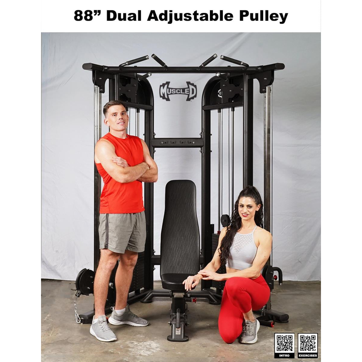 Muscle D Fitness Cable Machines Muscle D 88" Dual Adjustable Pulley