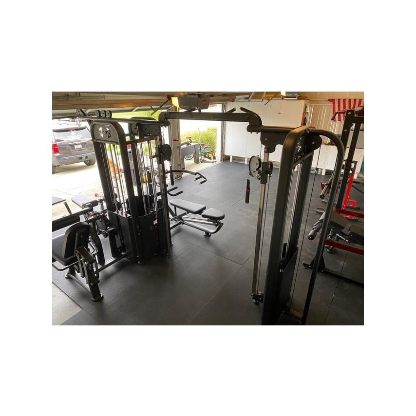 Muscle D Fitness Multi Station Machines Muscle D Compact 5 Stack Multi Gym Black Frame with DAP Attachment