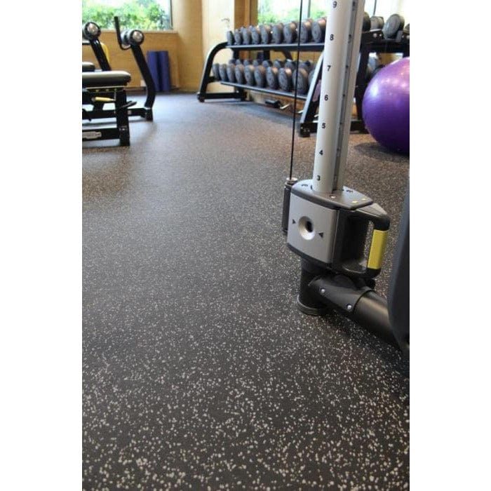 Muscle D Fitness Gym Flooring Muscle D Gym Flooring - Gray Speckle Rubber Flooring Pallet - 8 Rolls of 4' x 50' x 6 mm (1600 sqft)