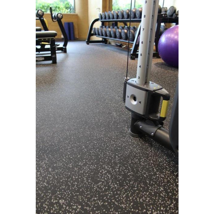 Muscle D Fitness Gym Flooring Muscle D Gym Flooring - Gray Speckle Rubber Flooring Roll 4' x 50' x 6 mm (200 sqft)